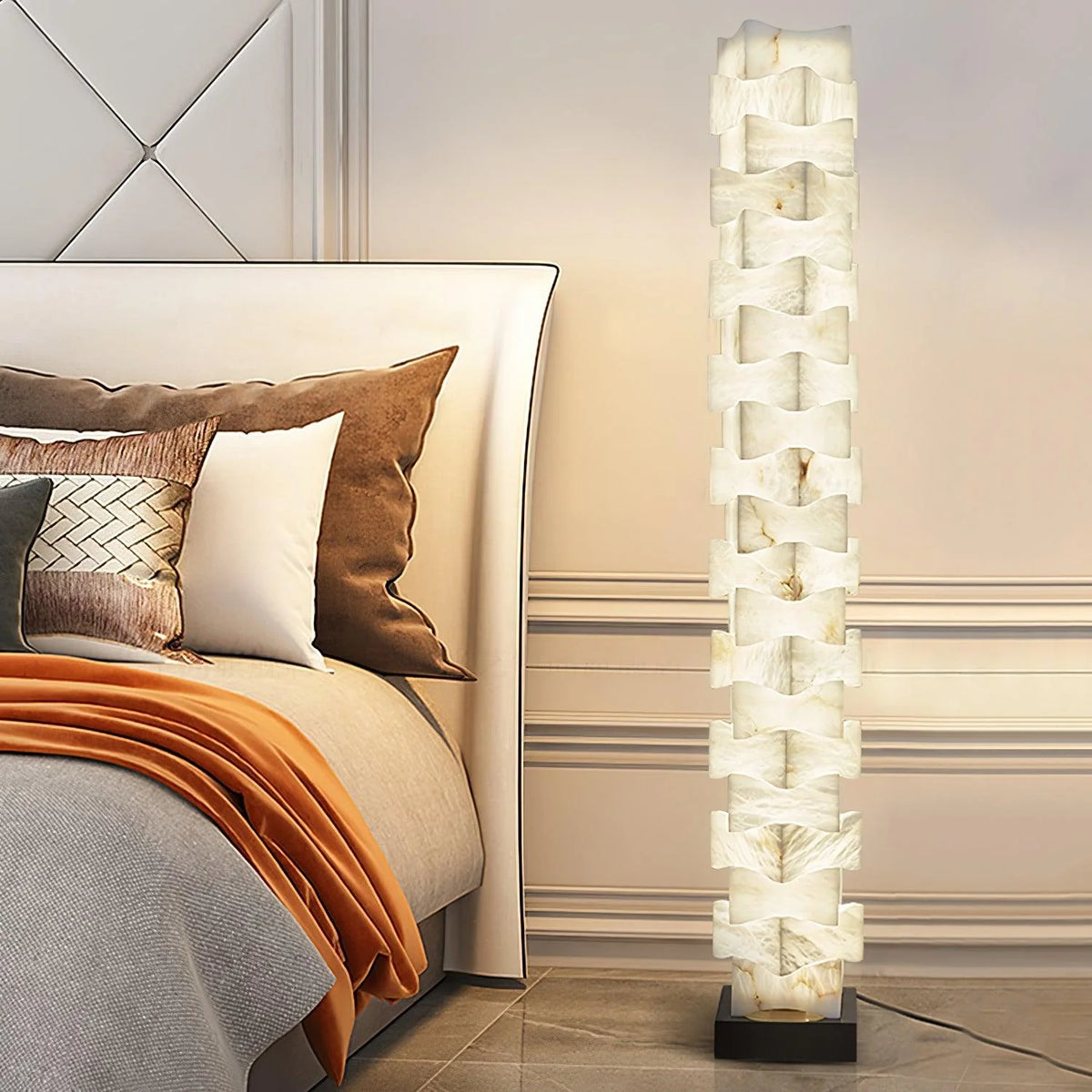 Stacked Alabaster Squares Floor Lamp - Pre Order