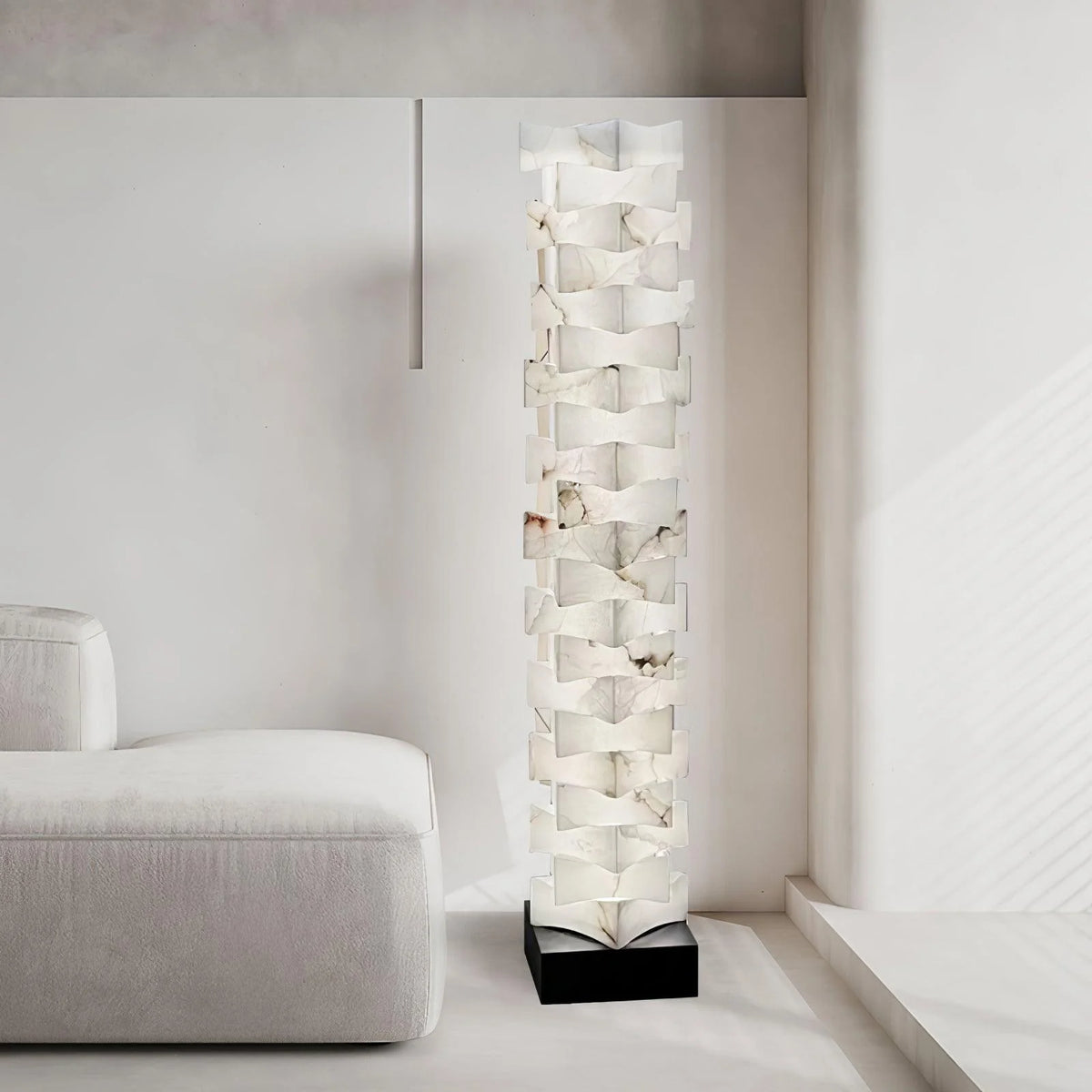 Stacked Alabaster Squares Floor Lamp - Pre Order