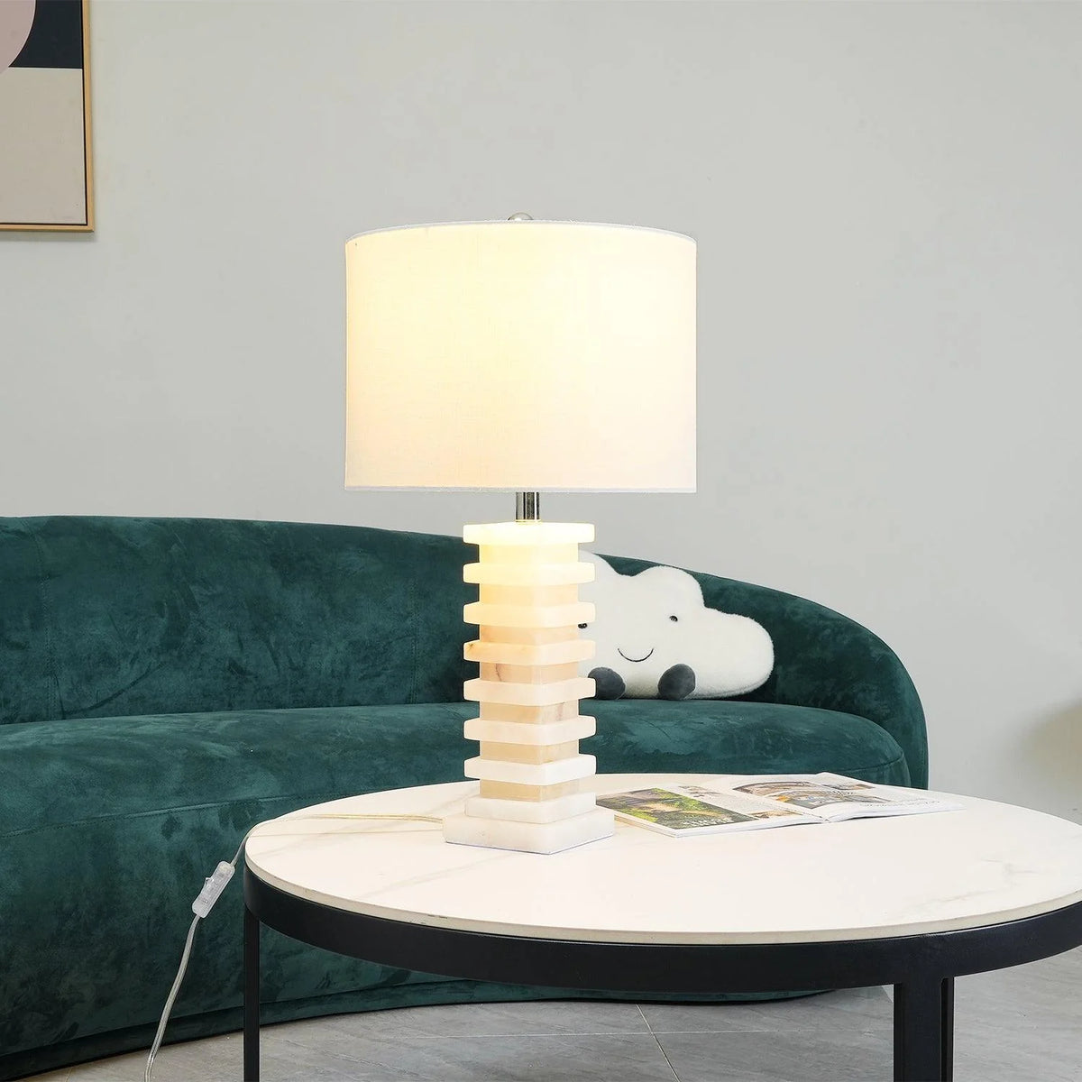 Stacked Alabaster Table Lamp - Pre Order