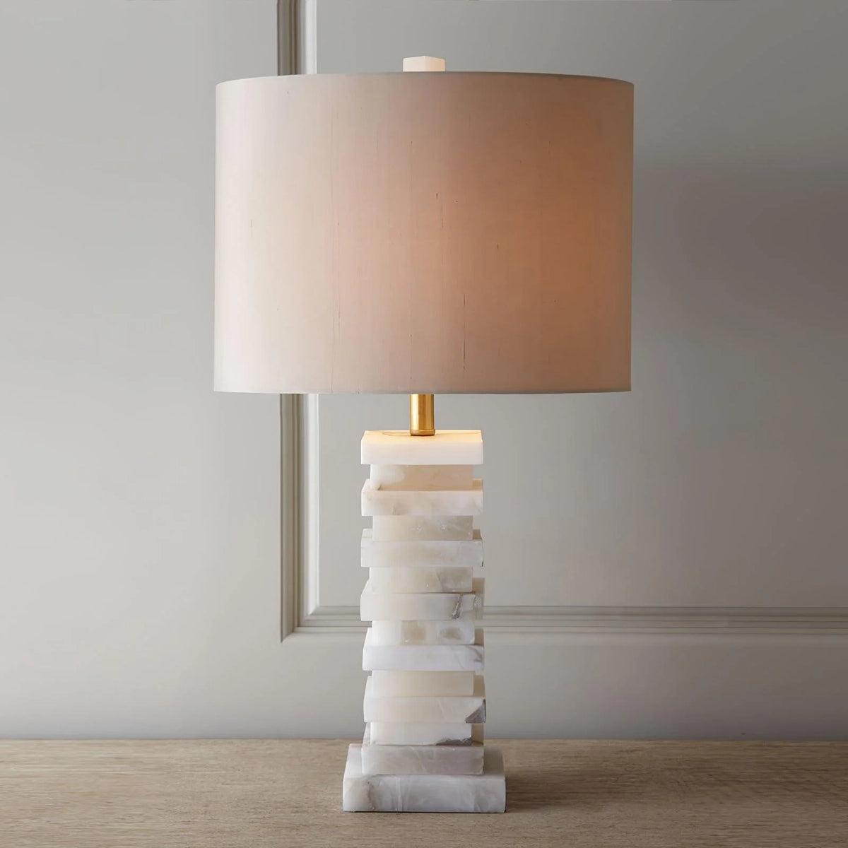 Stacked Alabaster Table Lamp - Pre Order