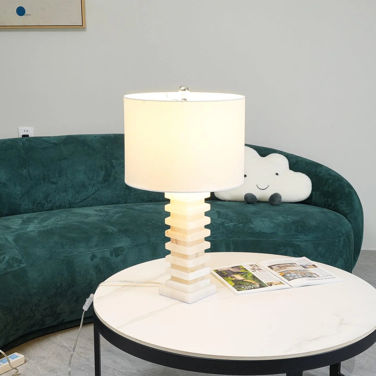Stacked Alabaster Table Lamp - Pre Order