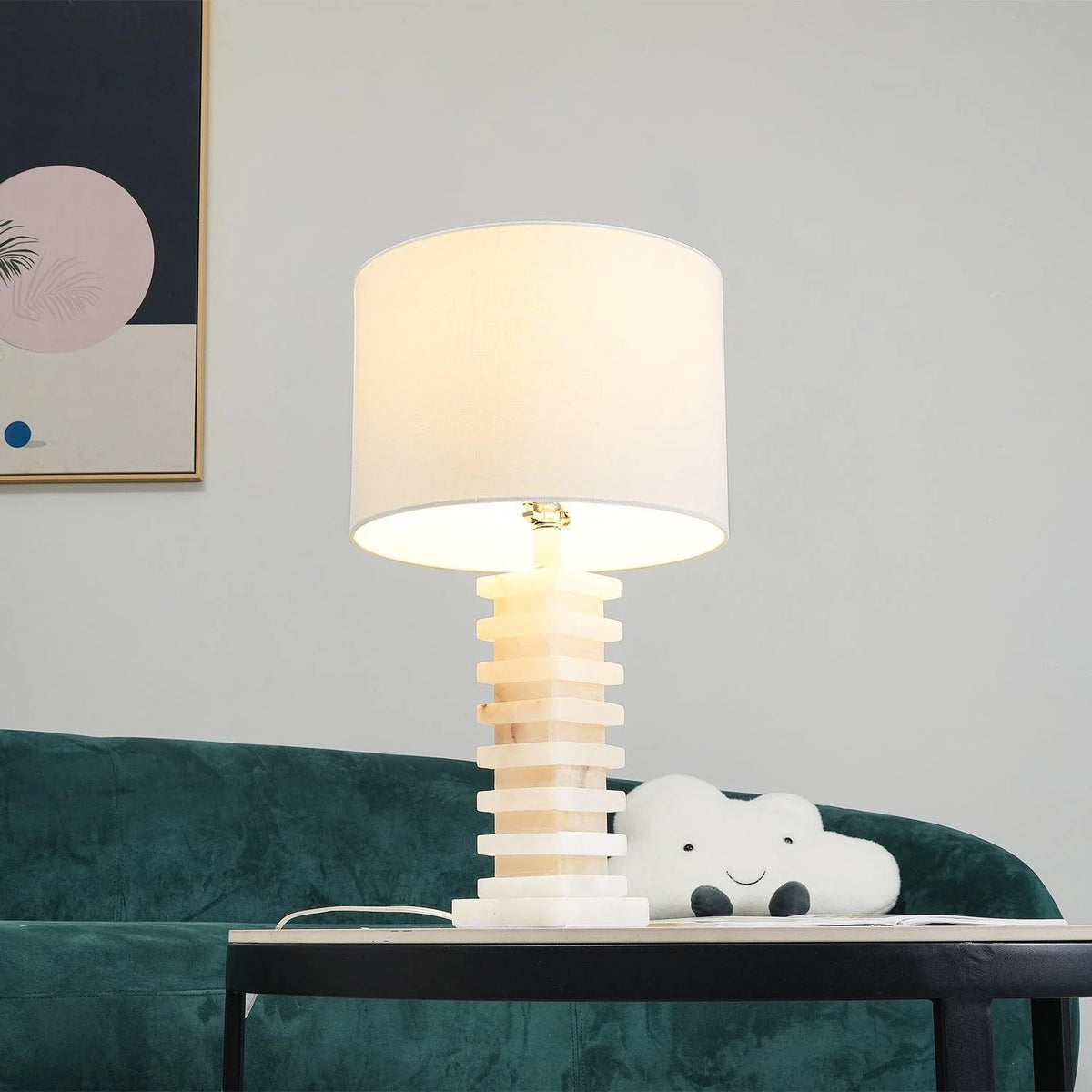 Stacked Alabaster Table Lamp - Pre Order