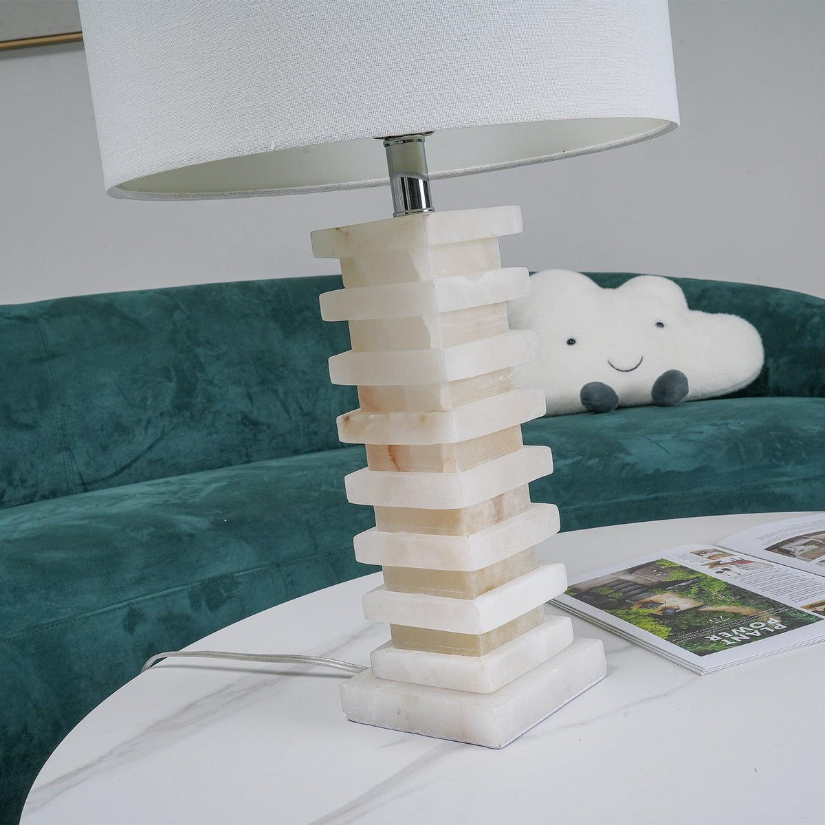 Stacked Alabaster Table Lamp - Pre Order
