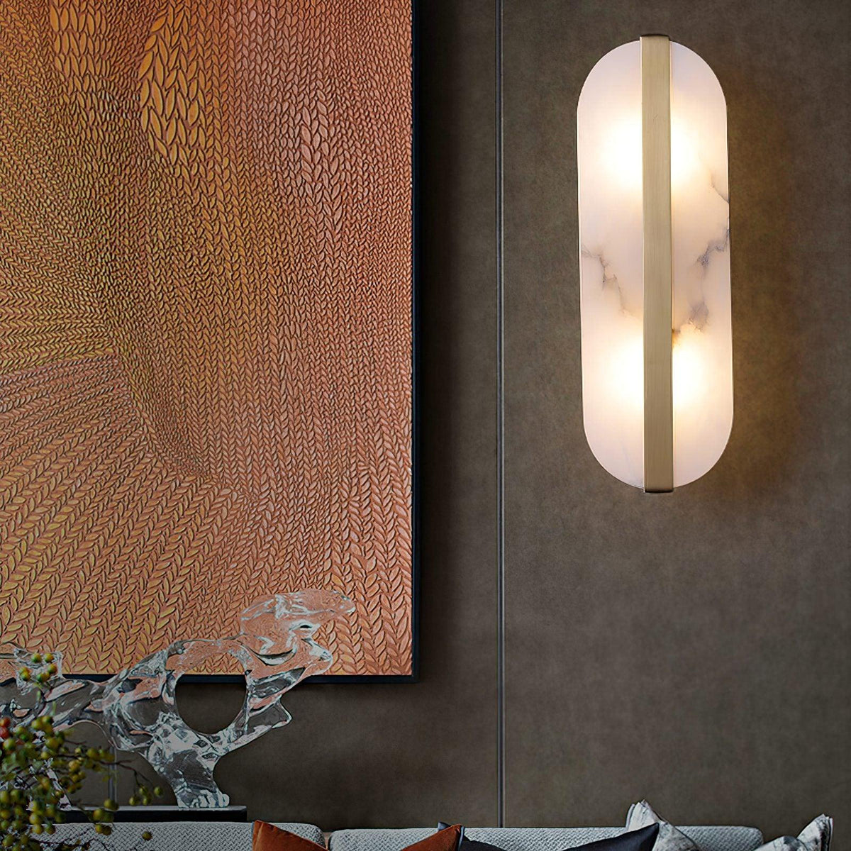 Long Ellipse Alabaster Wall Sconce - Pre Order