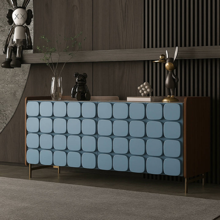 Front view of The Modulo Buffet 4-Door Designer Sideboard featuring modern design with clean lines and ample storage