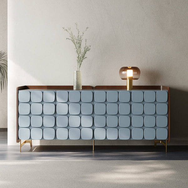 Close-up view of The Modulo Buffet 4-Door Designer Sideboard highlighting premium craftsmanship and sleek door design