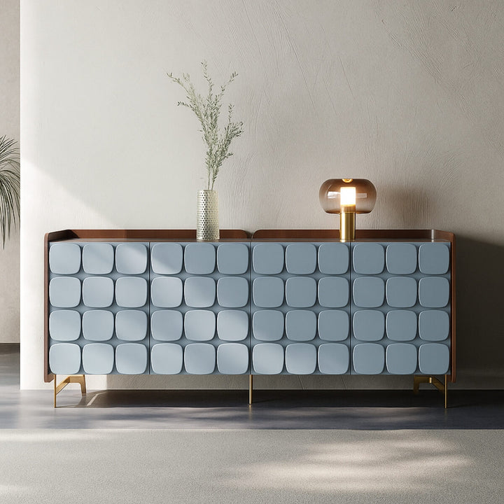 Close-up view of The Modulo Buffet 4-Door Designer Sideboard highlighting premium craftsmanship and sleek door design