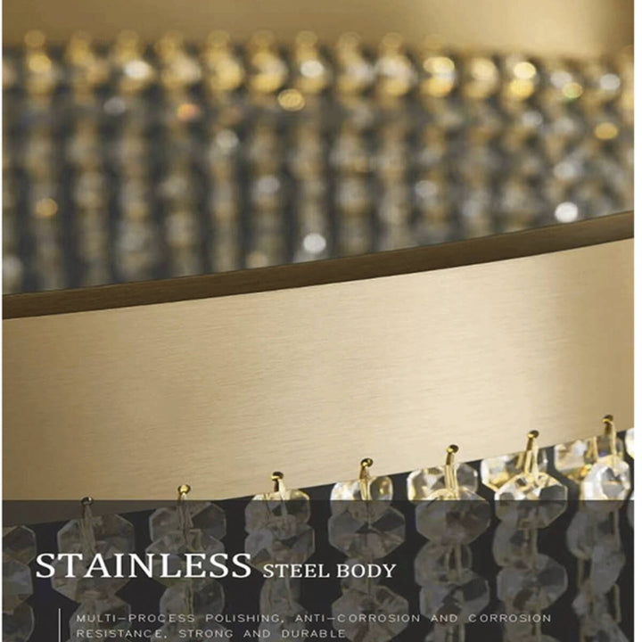 Tinsel Double-Layer Round Chandelier Light featuring a durable stainless steel body with elegant finish and modern design