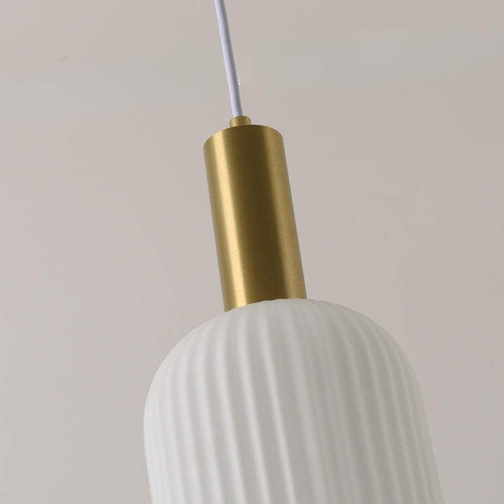 Torche Opal White Fluted Glass Brass Pendant Light