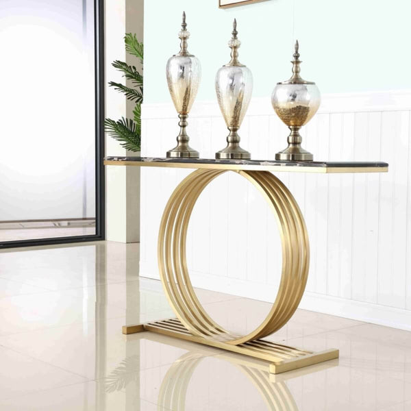 Side view of Trent console table showcasing elegant design in a sophisticated interior setting