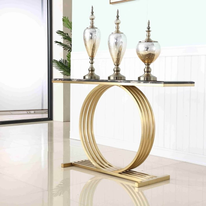 Side view of Trent console table showcasing elegant design in a sophisticated interior setting