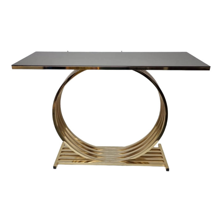 Front view of Trent console table featuring elegant design in a stylish interior setting