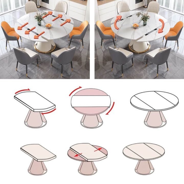 Tundra M332 premium round rotating dining table showcasing rotation style and key features