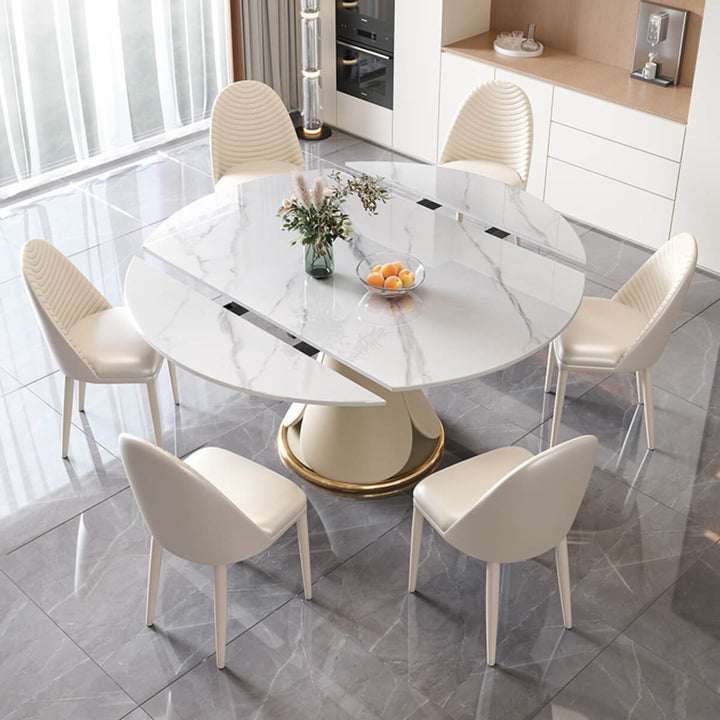 Tundra M332 premium round rotating dining table with side open feature, elegant Australian design