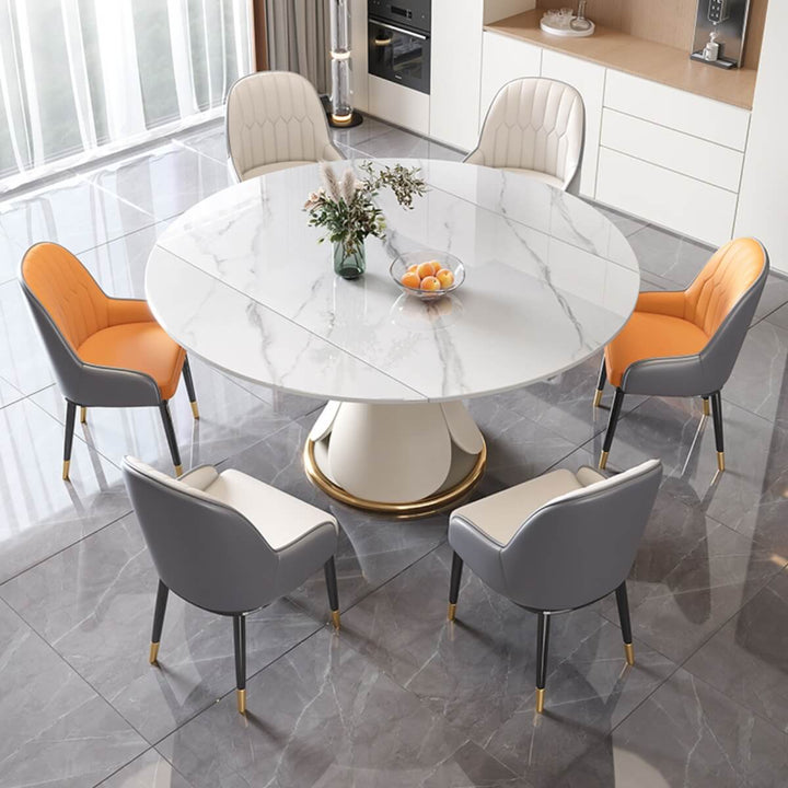 Side view of Tundra M332 premium round rotating dining table showcasing elegant Australian design
