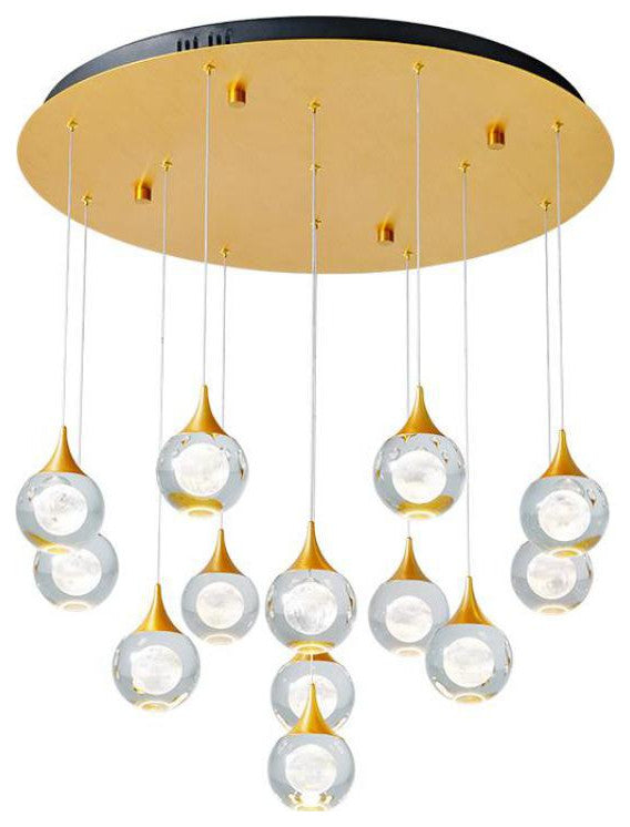Twinkle-Modern Crystal LED Chandelier with Hanging Balls, 13 Lights