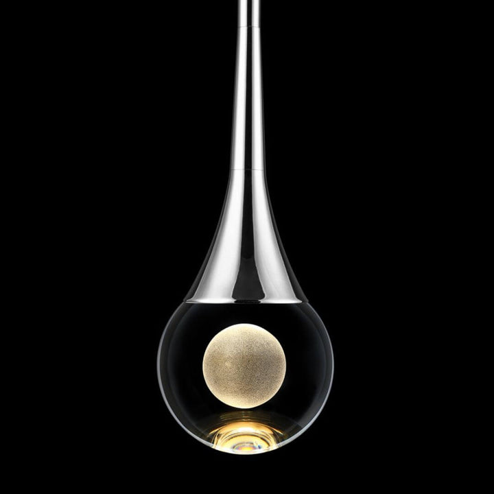 Close-up view of Twinkle Raindrop pendant light showcasing detailed crystal droplets and shimmering sparkle.