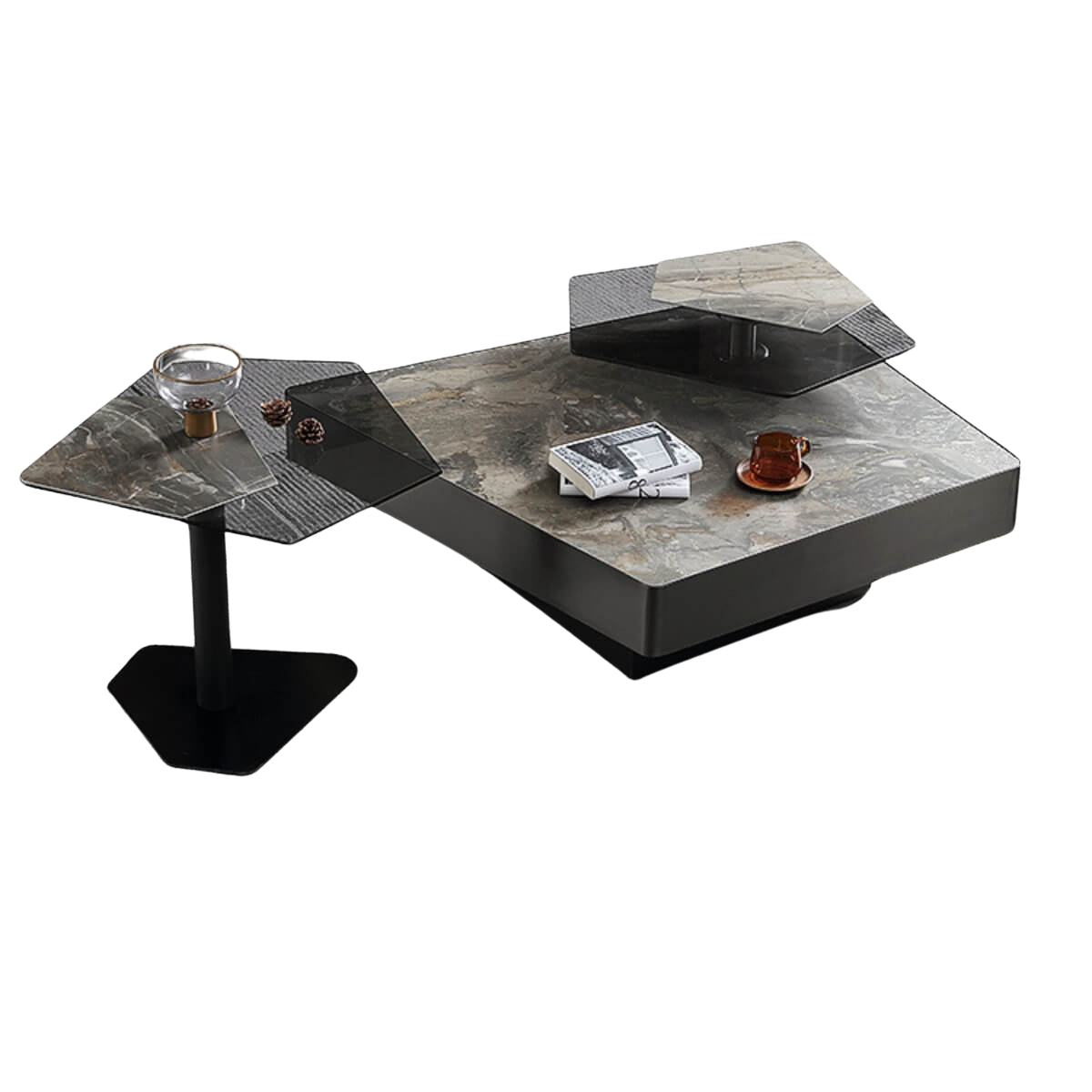 Blanco - Coffee Table (Marble Top &amp; Toughened Glass) (Custom made)