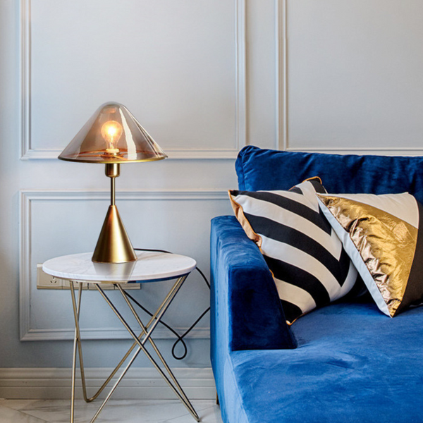 Table lamp featuring transparent glass shade from Venus collection