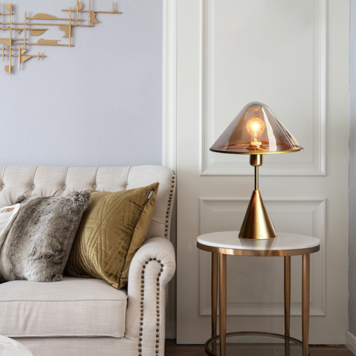 Stylish Venus table lamp featuring transparent glass shade for elegant decor