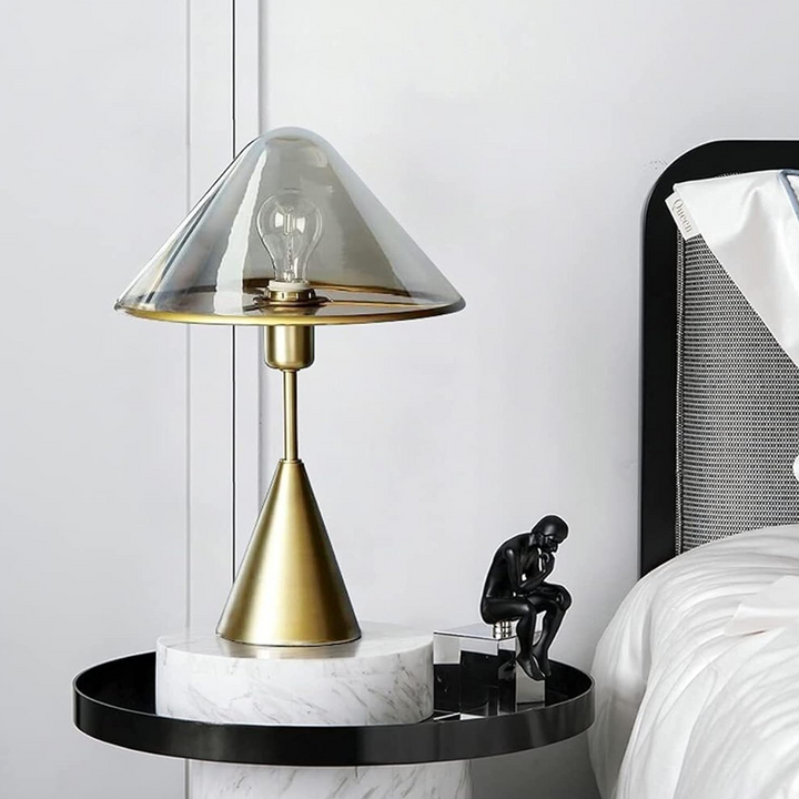 Modern table lamp featuring transparent glass shed shade from Venus collection