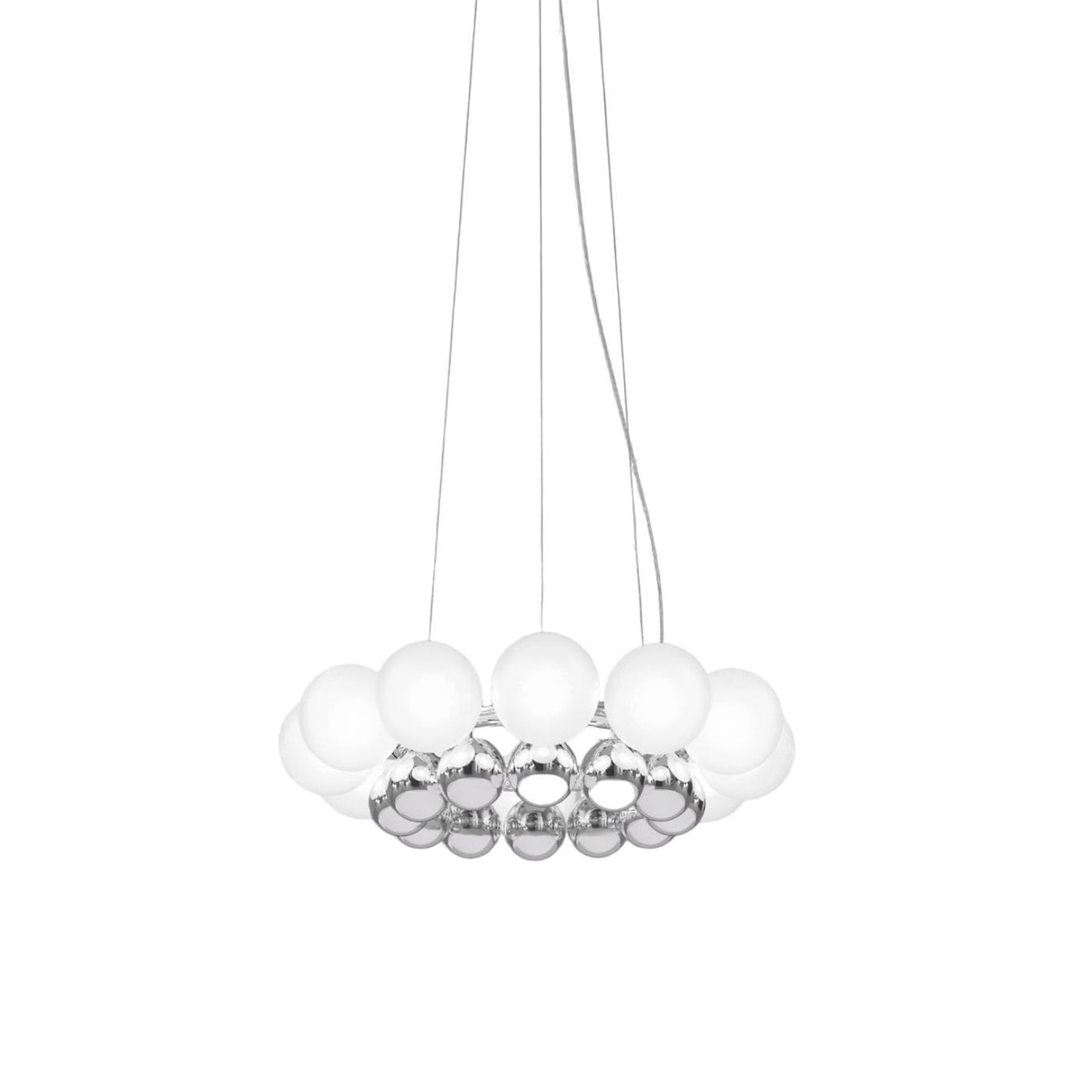 Victoria Pearl LED ceiling light hanging from the ceiling, featuring pearl-inspired glass globes and a sleek modern design for elegant interiors