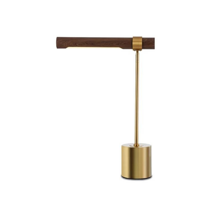 Stylish walnut and metal base lamp perfect for bedroom or living room lighting