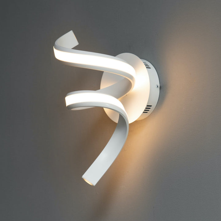  Side view of white LED spiral ribbon wall light Lara in elegant interior by Lux Decor Australia