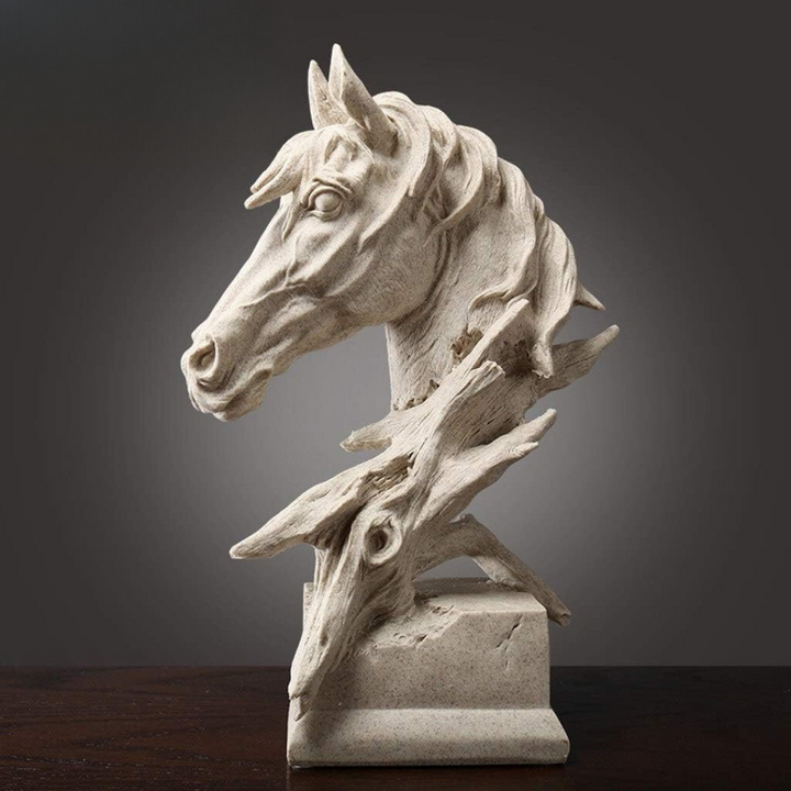 Decorative white resin horse head sculpture for home decor