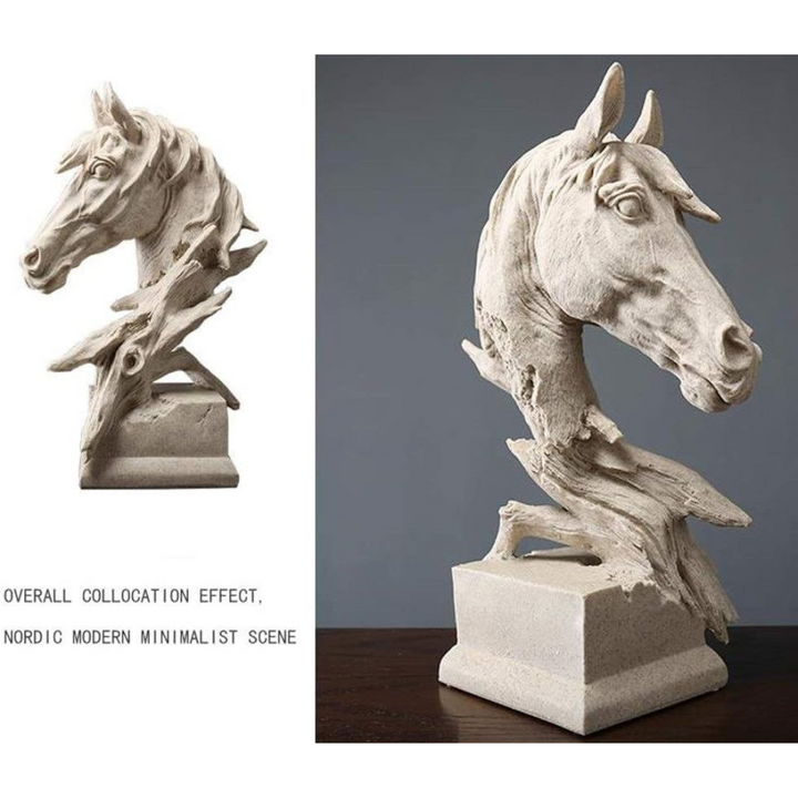 Elegant white resin horse head figurine for tabletop display