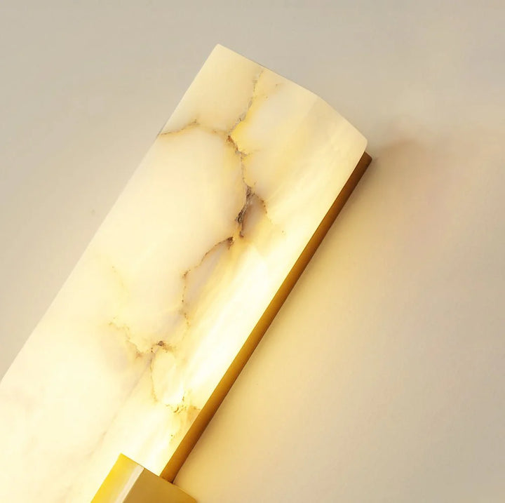 Marble detail view of Agatha alabaster wall lamp modern lighting for interiors