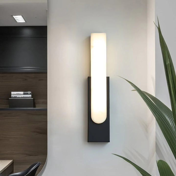 Front view of Agatha alabaster wall lamp modern lighting for stylish interiors