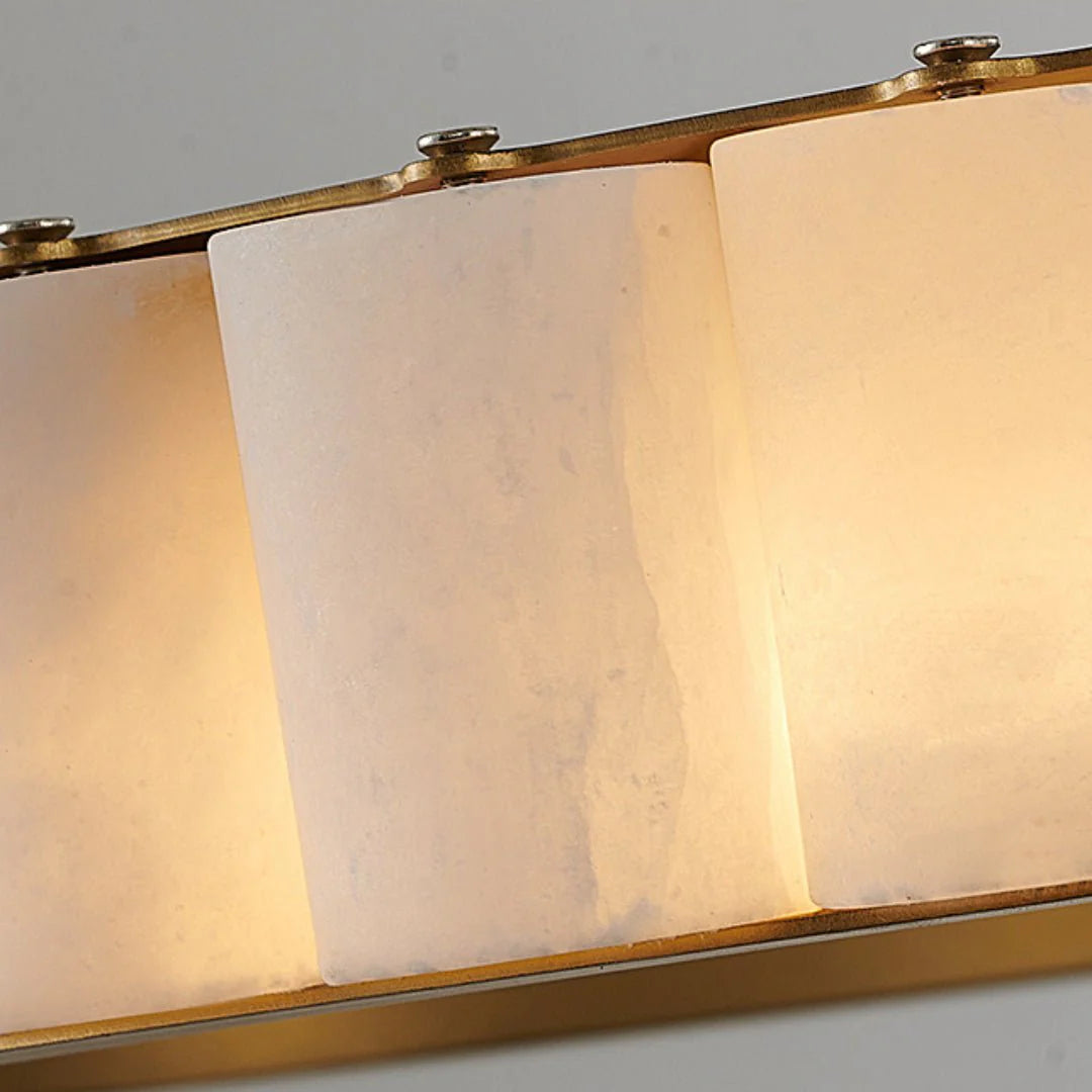 Alabaster Avalon Halo chandelier detailed view of marble light showcasing luxury modern lighting for elegant interiors