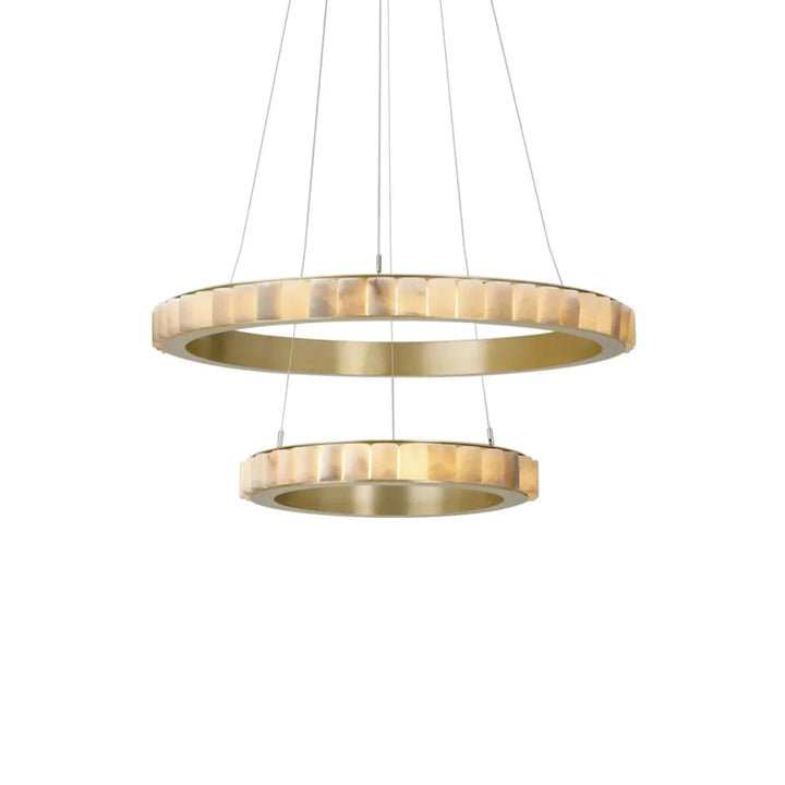 Alabaster Avalon Halo chandelier hanging view highlighting luxury modern lighting for elegant home interiors