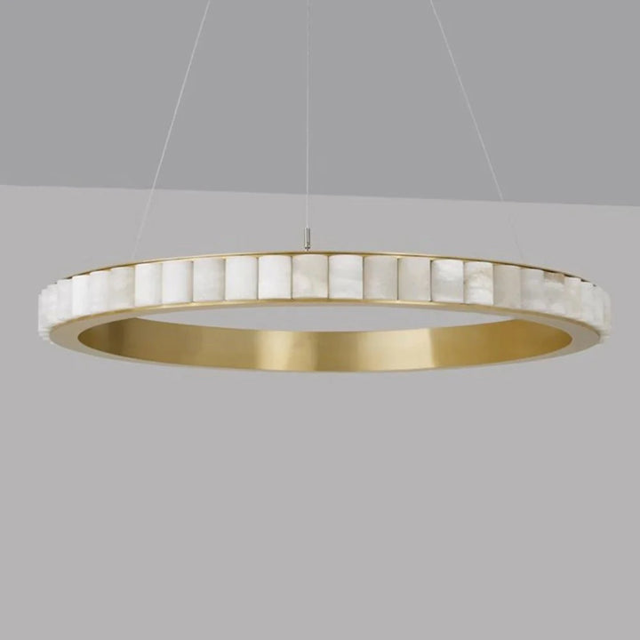 Alabaster Avalon Halo chandelier front view highlighting luxury modern lighting for elegant home interiors