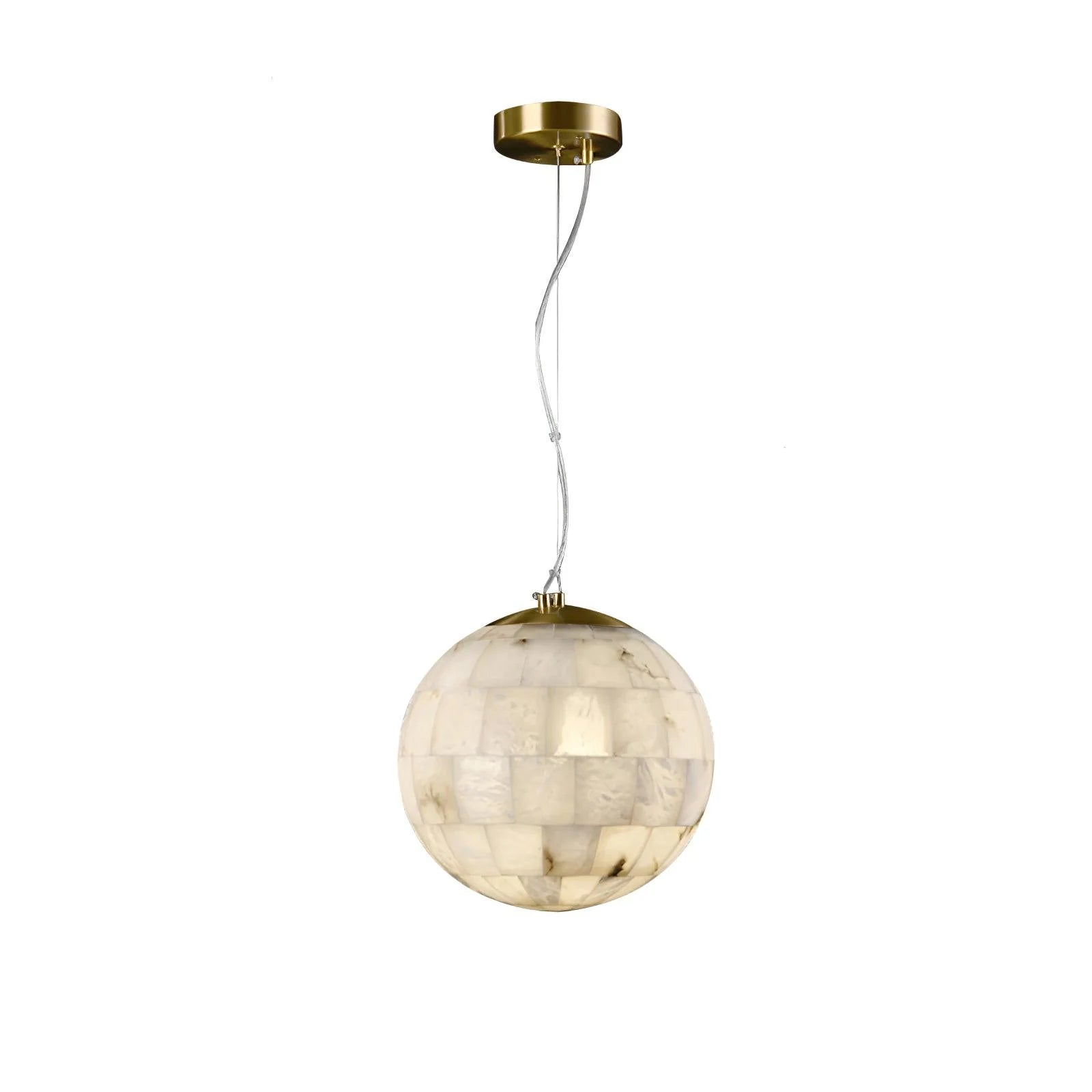 Alabaster ball pendant light for modern home, elegant ceiling fixture enhancing contemporary décor