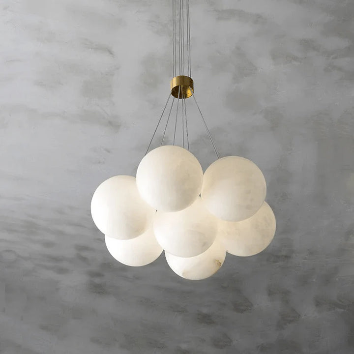 Alabaster balls chandelier modern ceiling light with 7 marble-style globes