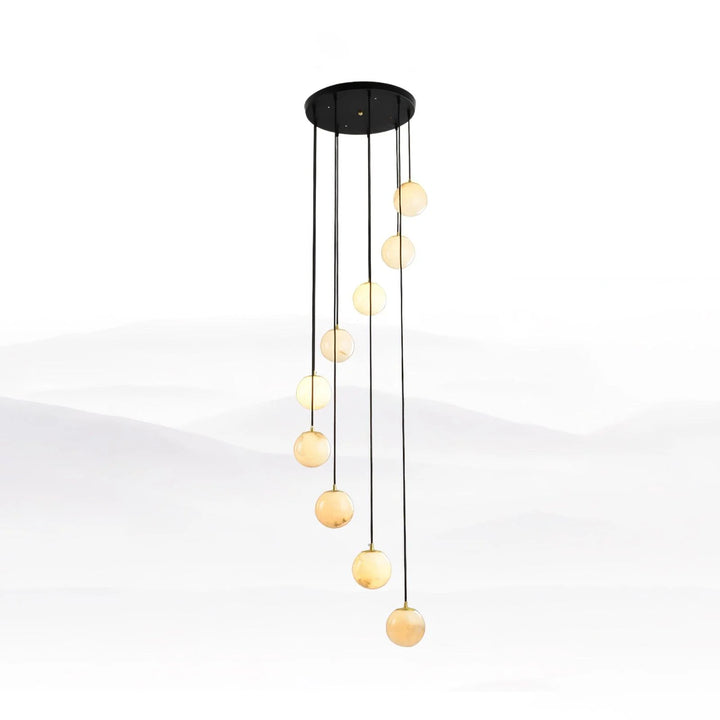Alabaster Balls Cluster Chandelier 9-Light Modern Lighting View