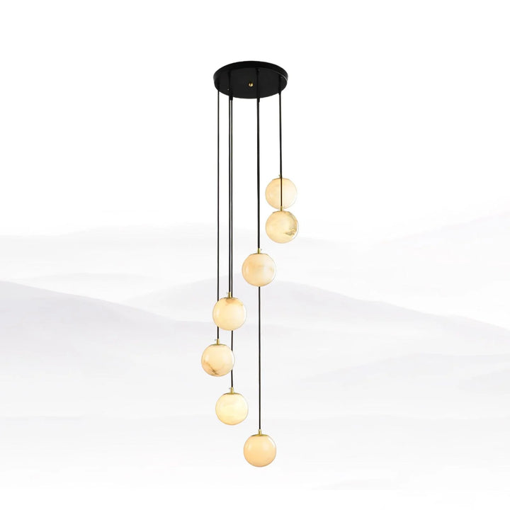 Alabaster Balls Cluster Chandelier 7-Light Modern Lighting View