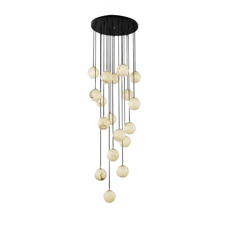 Alabaster Balls Cluster Chandelier 18-Light Modern Hanging Lighting with Ceiling Plate