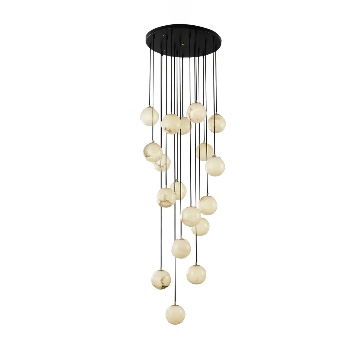 Alabaster Balls Cluster Chandelier 18-Light Modern Hanging Lighting with Ceiling Plate