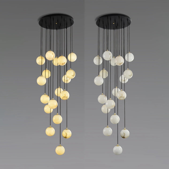 Alabaster Balls Cluster Chandelier Modern Lighting Front View