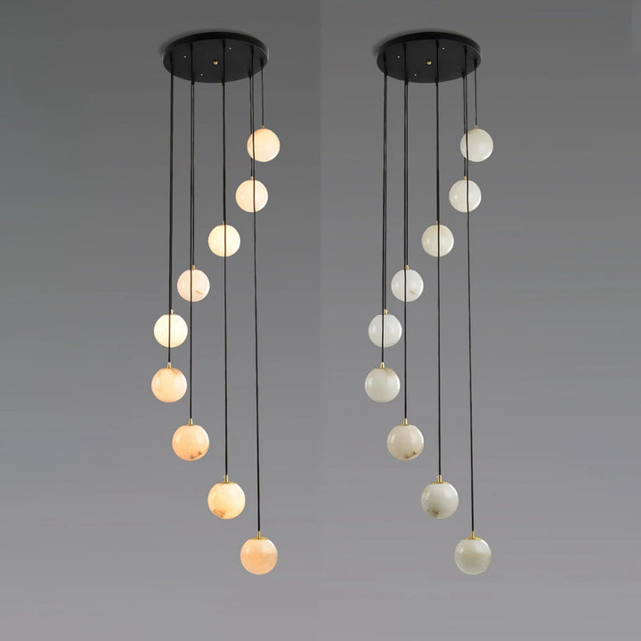 Alabaster Balls Cluster Chandelier 9-Light Modern Lighting View