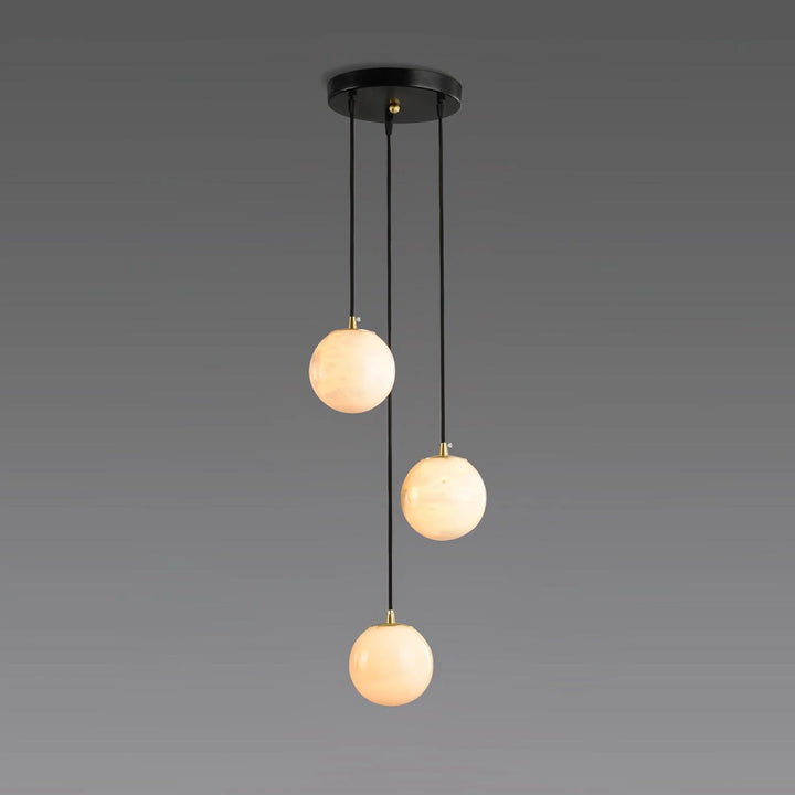 Alabaster Balls Cluster Chandelier 3-Light Modern Lighting Front View