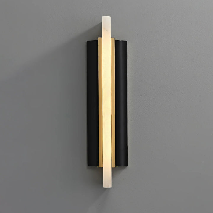 Alabaster Blade wall sconce modern lighting with a front view showcasing sleek contemporary interior design