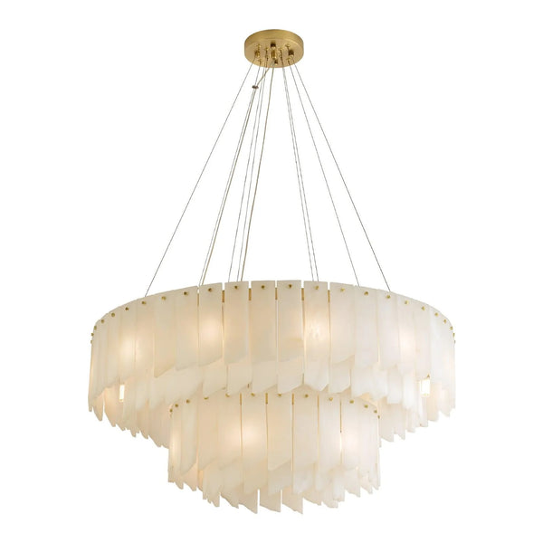 Alabaster cascade tiered chandelier with elegant layered design for luxurious modern home lighting