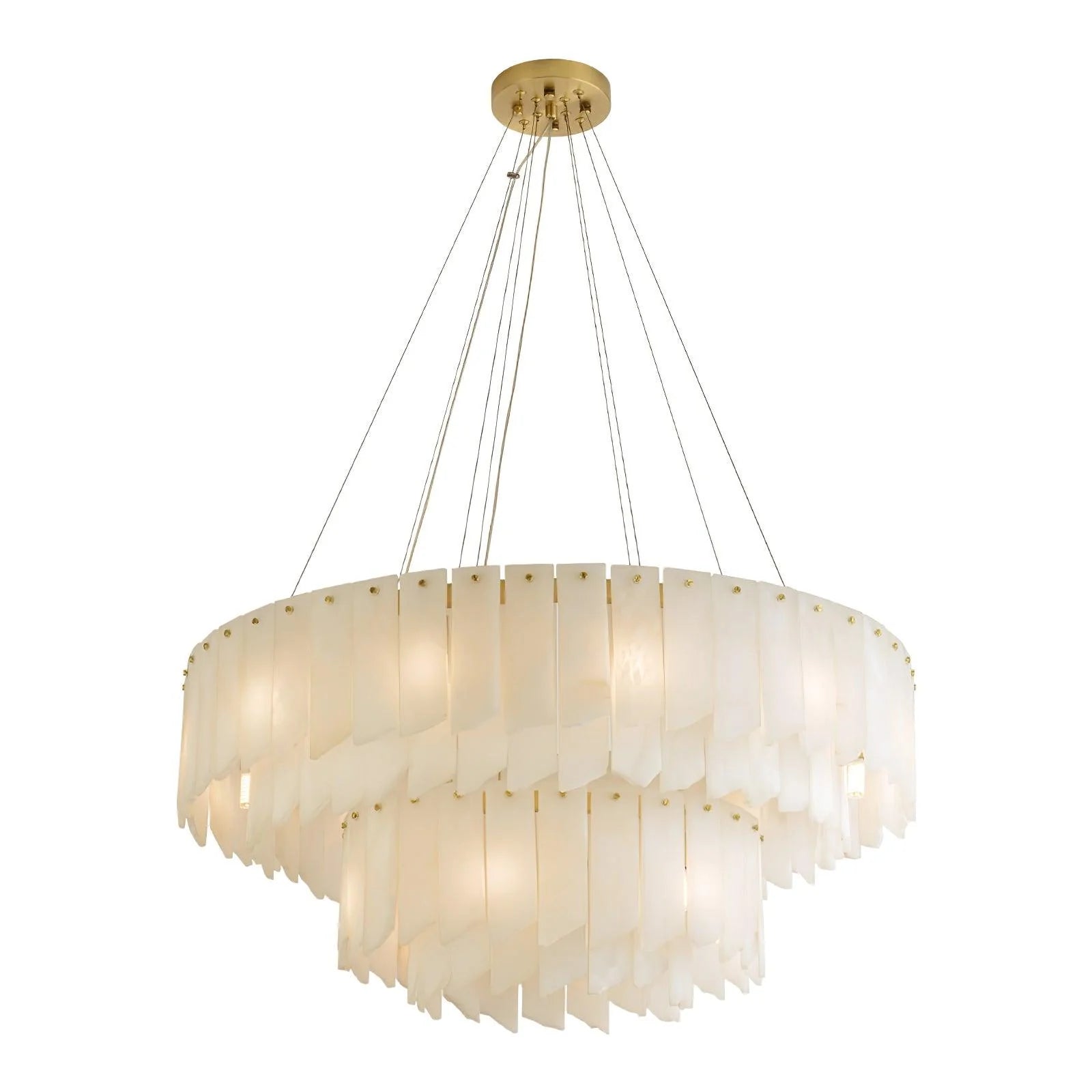 Alabaster cascade tiered chandelier with elegant layered design for luxurious modern home lighting