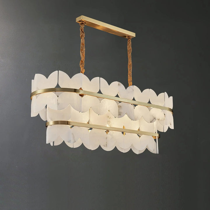 Alabaster Cloudscape chandelier – side view of modern elegant hanging light fixture