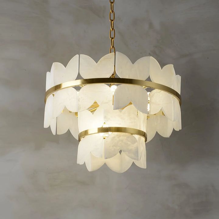 Alabaster Cloudscape chandelier – front view of luxurious modern hanging light fixture
