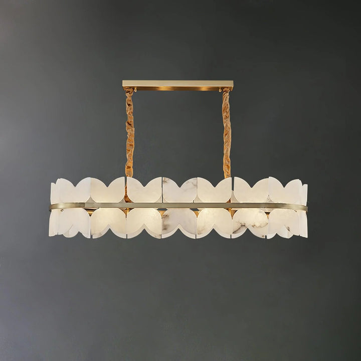 Alabaster Cloudscape chandelier – front view of modern luxurious hanging light fixture